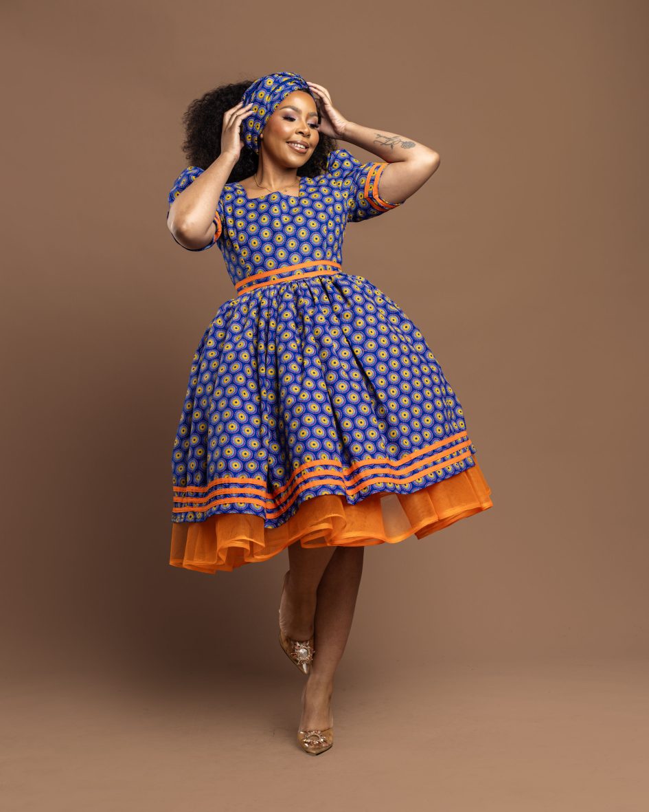 Paledi Dress. (3-cats Shweshwe Fabric.) - Image 3