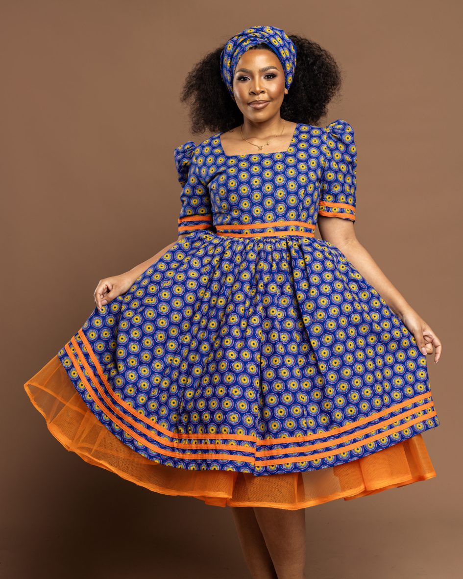 Paledi Dress. (3-cats Shweshwe Fabric.)